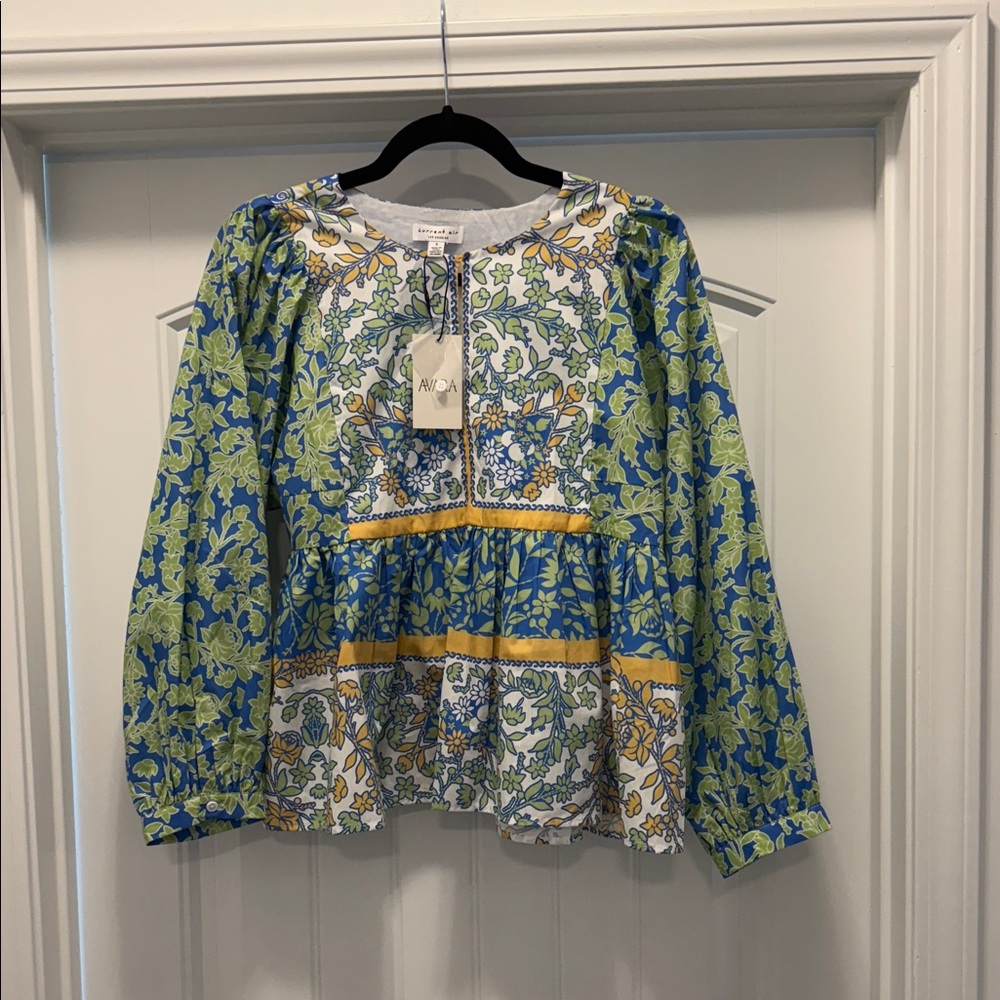 NWT Current Air Vibrant Floral Blouse - Blue, Green, Yellow from AVARA